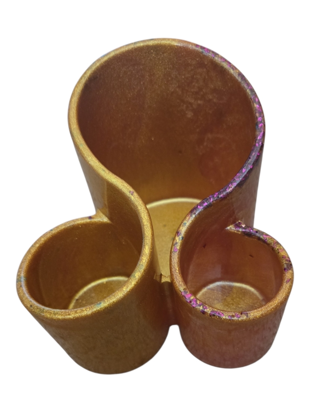 Handmade Resin Organizer • Boho Desk Holder • Glitter Accent Storage Cup